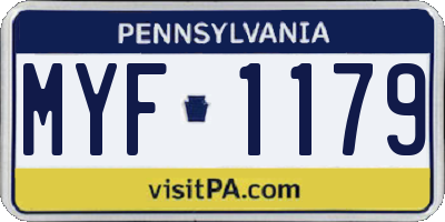 PA license plate MYF1179