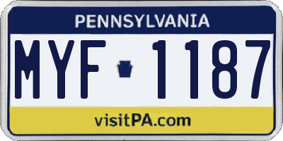 PA license plate MYF1187