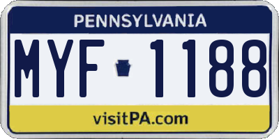 PA license plate MYF1188