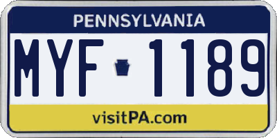 PA license plate MYF1189