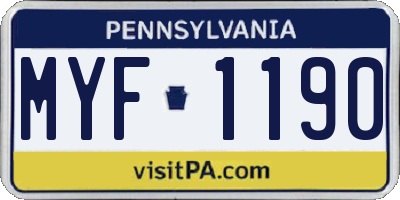 PA license plate MYF1190