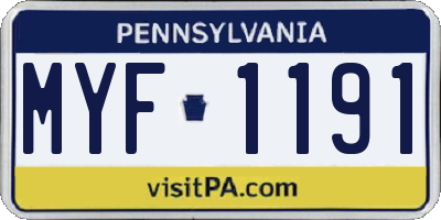 PA license plate MYF1191