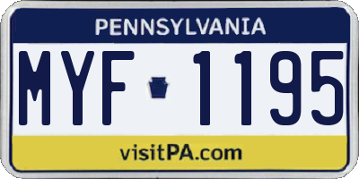 PA license plate MYF1195