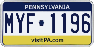 PA license plate MYF1196