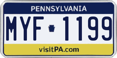 PA license plate MYF1199