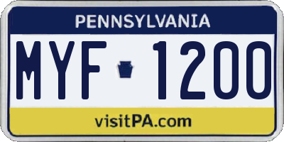 PA license plate MYF1200