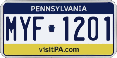 PA license plate MYF1201