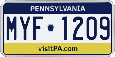 PA license plate MYF1209