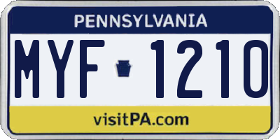 PA license plate MYF1210