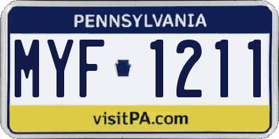 PA license plate MYF1211