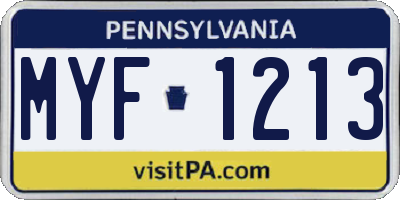 PA license plate MYF1213