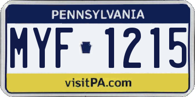 PA license plate MYF1215
