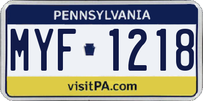 PA license plate MYF1218
