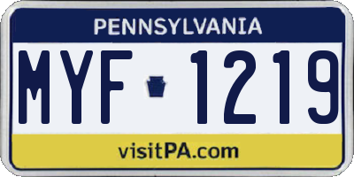 PA license plate MYF1219