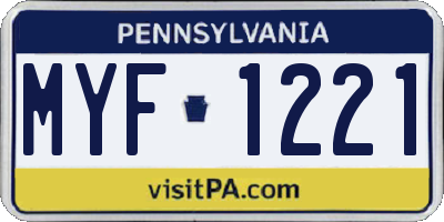 PA license plate MYF1221
