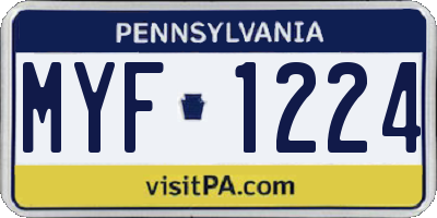 PA license plate MYF1224