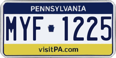 PA license plate MYF1225
