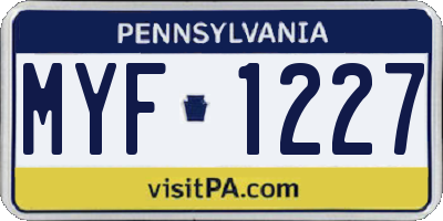 PA license plate MYF1227