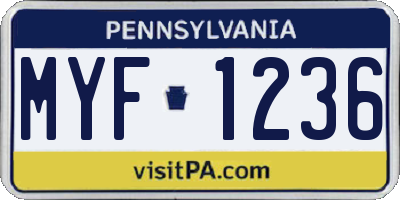 PA license plate MYF1236