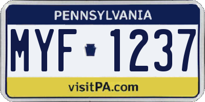 PA license plate MYF1237
