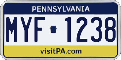 PA license plate MYF1238