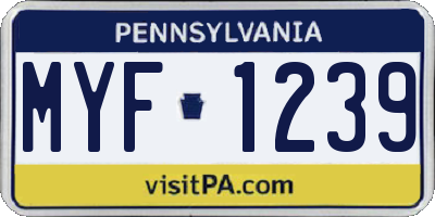 PA license plate MYF1239