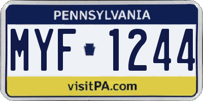 PA license plate MYF1244