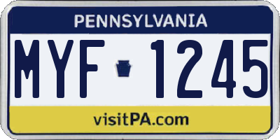 PA license plate MYF1245
