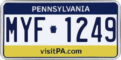PA license plate MYF1249