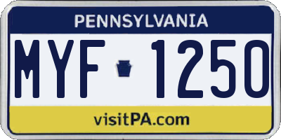PA license plate MYF1250