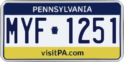 PA license plate MYF1251