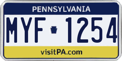 PA license plate MYF1254