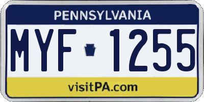 PA license plate MYF1255