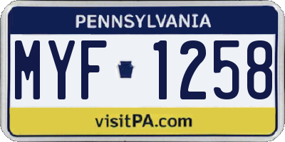 PA license plate MYF1258