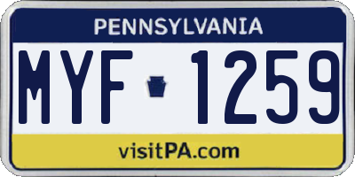 PA license plate MYF1259