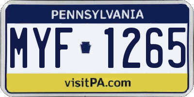 PA license plate MYF1265