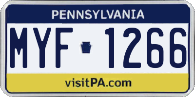 PA license plate MYF1266