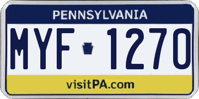PA license plate MYF1270