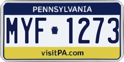 PA license plate MYF1273