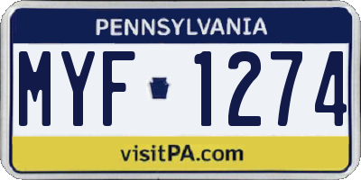 PA license plate MYF1274