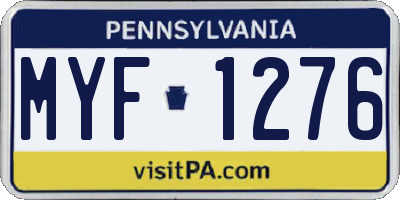 PA license plate MYF1276