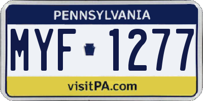 PA license plate MYF1277
