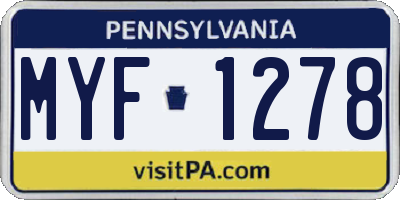 PA license plate MYF1278
