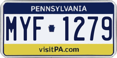 PA license plate MYF1279