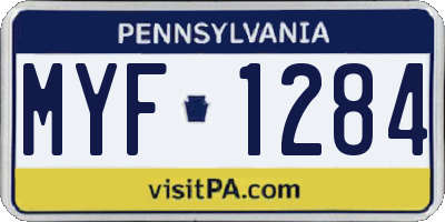 PA license plate MYF1284