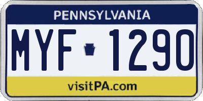 PA license plate MYF1290