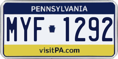 PA license plate MYF1292