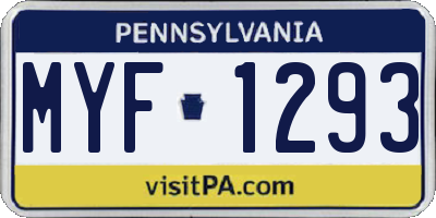 PA license plate MYF1293