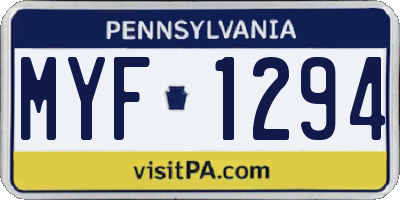 PA license plate MYF1294