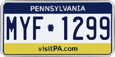 PA license plate MYF1299